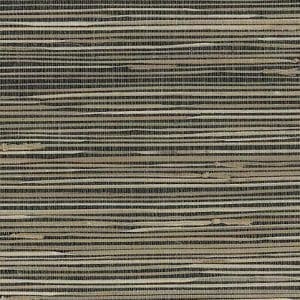 Black Beige Natural Grasscloth Wallpaper SAMPLE Textured NZ0786