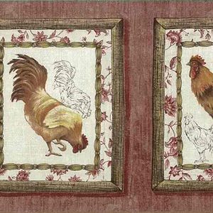 Waverly Rooster Kitchen Vintage Border Red Cream 5506051 FREE Ship