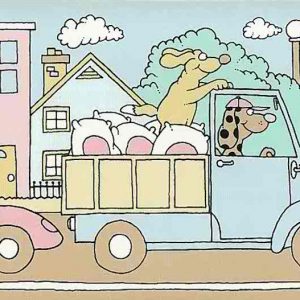 Children’s Vintage Wallpaper Border Animals Cars Pink Blue GH9043 FREE Ship