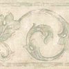 Beige scroll vintage wallpaper border, off-white, silver metallic, classic, UK, England, bedroom, faux finish