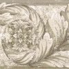 taupe scroll wallpaper border, white, feathers, tradtional, classical, dining room, bedroom