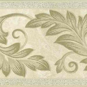 Gold Scroll Wallpaper Border Cream Embossed UK 93304 FREE Ship