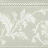 green cream floral wallpaper border, taupe, off-white, cottage, flowers, leaves, scroll, bedroom, dining room