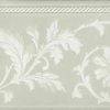 green cream floral wallpaper border, taupe, off-white, cottage, flowers, leaves, scroll, bedroom, dining room