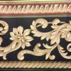 navy scroll vintage wallpaper border, taupe, cream, green, red, metallic gold, elegant, dining room, living room