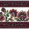 Waverly magenta vintage wallpaper border, taupe, cream, green, dining room, bedroom, kitchen
