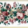 Waverly roses vintage wallpaper border, pink rose, lavender, off-white, green, leaves