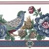 Tulips vintage wallpaper border, red, beige, pink, rose, blue, green