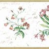 botanical script vintage wallpaper border,French,italics,pink,rose,green,cream