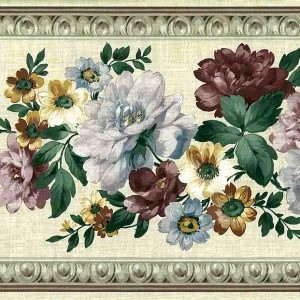 Linen Floral Vintage Wallpaper Border Peonies 71B35265 FREE Ship