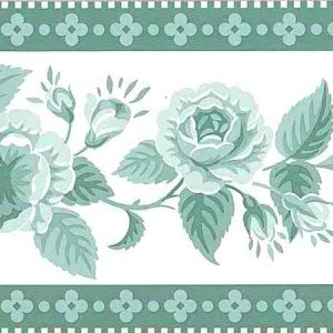 Green Roses Vintage Wallpaper Border Waverly Floral 560062 FREE Ship