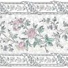 stencil vintage wallpaper border, pink, cottage, blue, green, off-white, floral, floral vintage border
