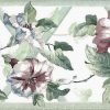 morning glories vintage border, green, red, rose, cottage, lattice, bedroom