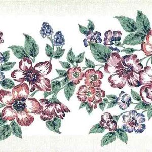 Red Floral Vintage Wallpaper Border Green Kitchen GH16318 FREE Ship