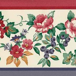 Roses Fruit Vintage Wallpaper Border Kitchen Purple 890-1302 FREE Ship