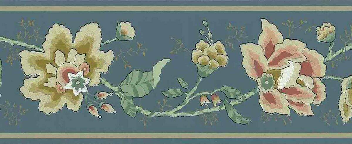 slate blue vintage wallpaper border