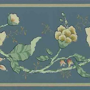 Slate Blue Vintage Wallpaper Border Floral Paisley Cottage TW1418B FREE Ship