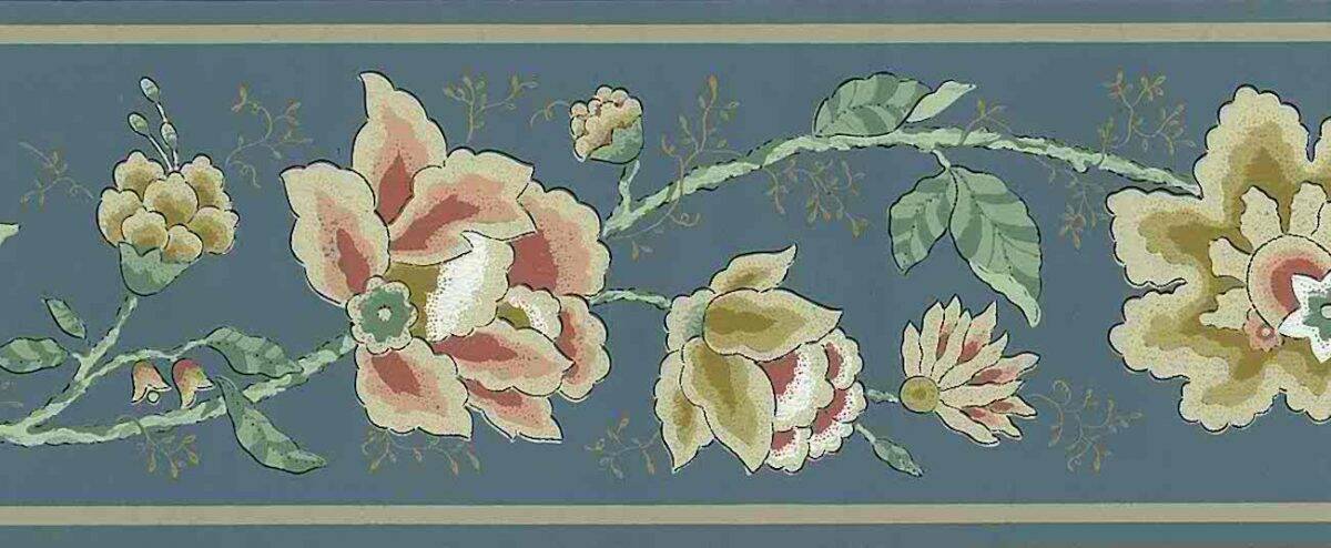 Slate Blue paisley floral border