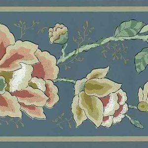 Slate Blue Vintage Wallpaper Border Floral Paisley Cottage TW1418B FREE Ship