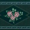 green sampler vintage border, wallpaper border, country cottage, Americana, blue, pink, floral, roses