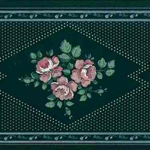 Green Sampler Vintage Border Floral Roses Pink AW3193 FREE Ship