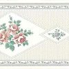 cream sampler vintage wallpaper border, green, pink, cottage