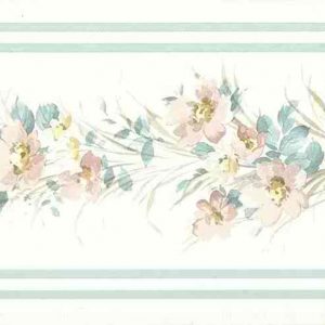 Floral Satin Vintage Wallpaper Border Pink Blue 56515849 FREE Ship