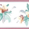 salmon green vintage wallpaper border,floral,gray,off white,pink,rose