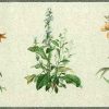 botanical floral vintage wallpaper border, blue, green, gray, orange, yellow, faux finish