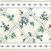 lattice floral vintage border, wallppaer border, gray, faux finish, flowers, red, blue, cottage