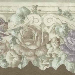 Roses Vintage Wallpaper Border Purple Green UK BO681DC FREE Ship