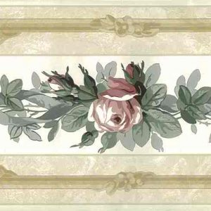 Roses Vintage Wallpaper Border Floral Beige Gray NM5200 FREE Ship