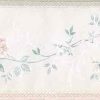 satin floral vintage wallpaper border, pink, green, UK, off-white,