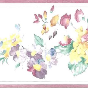 Summer Floral Vintage Style Wallpaper Border Pink AKT5121B FREE Ship