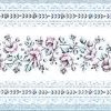 Victorian cottage wallpaper border, blue, white, pink, English, narrow, satin finish, glazed, floral
