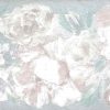 pink pearlized floral vintage wallpaper, border, cottage, UK, blue, green, guest bedroom