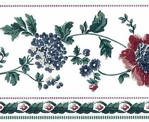 Stencil Vintage Wallpaper Border Floral Cottage Red Blue 588463 FREE Ship