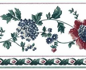 Stencil Vintage Wallpaper Border Floral Cottage Red Blue 588463 FREE Ship