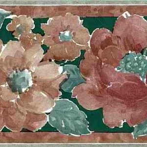 Rust Floral Vintage Wallpaper Border Green Brown UK 5061 FREE Ship