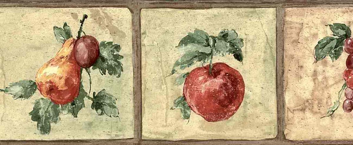 Apples Pears Grapes Faux Finish Border