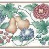 raspberries vintage wallpaper border fruit floral