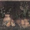 Brown kitchen vintage wallpaper border, textured, glazed, fruit, pears, apples, grapes