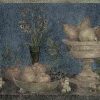 blue kitchen vintage wallpaper border, navy blue, fruit, apples, pears, grapes, UK, textured, glazed