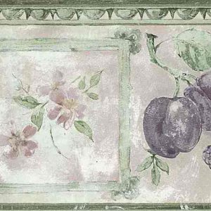 Grapes Vintage Wallpaper Border Kitchen Pink Green Floral B.3290 FREE Ship