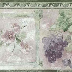 Grapes Vintage Wallpaper Border Kitchen Pink Green Floral B.3290 FREE Ship