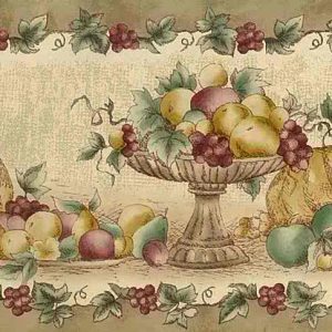 Fall Fruit Vintage Wallpaper Border Beige Kitchen 92-04257 FREE Ship