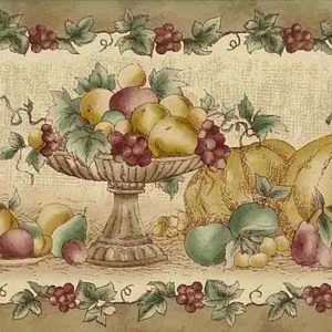 Fall Fruit Vintage Wallpaper Border Beige Kitchen 92-04257 FREE Ship