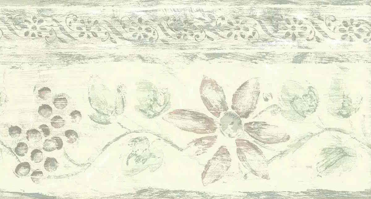 Kitchen Vintage Wallpaper Border Grapes Floral BY2335B FREE Ship - Image 2