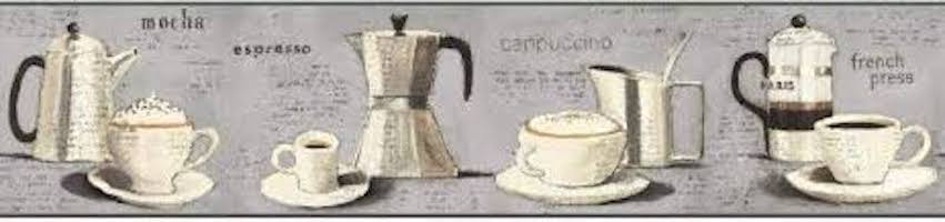 Coffee Kitchen Wallpaper Border Gray Espresso BP8298BD Free Ship