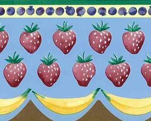 Strawberries Vintage Kitchen Border Blue Waverly 574221 FREE Ship